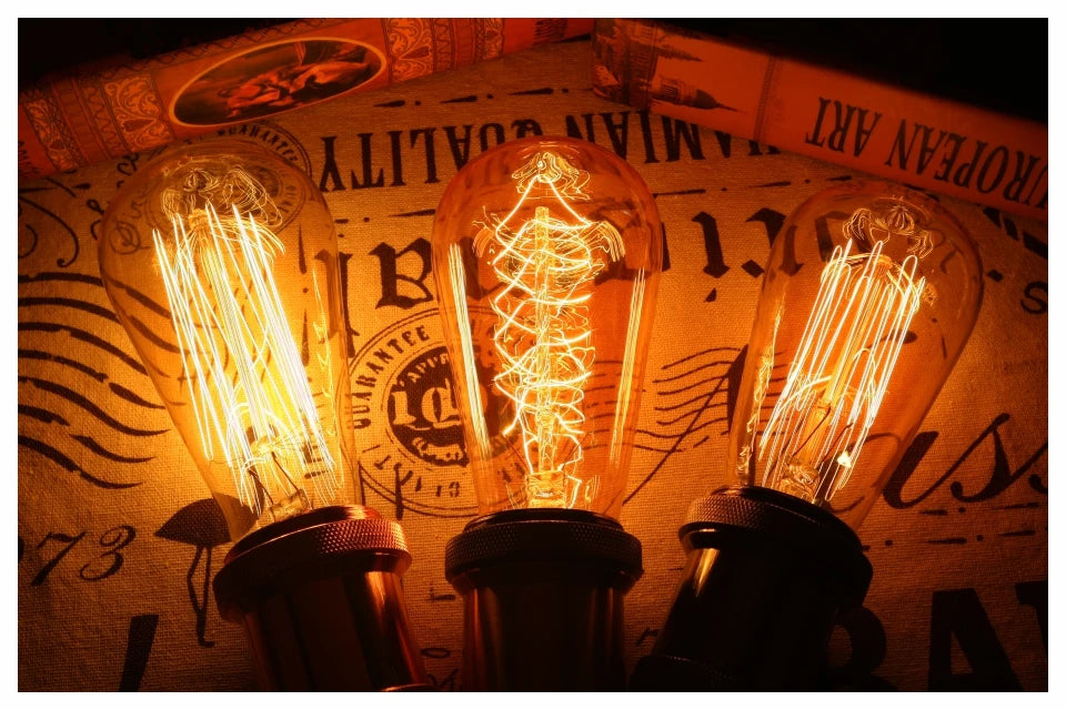 Retro Edison Bulb E27 220V 40W Light Bulb A60 ST58 ST64 T10 T45 T185 G80 G95 Filament Vintage Ampoule Incandescent Spiral Lamp
