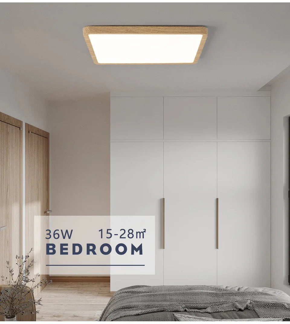 MARPOU Smart LED Ceiling Lamp Wood Grain App Voice Control Alexa/Google Remote Control Square Ceiling Lights Living Room CCT
