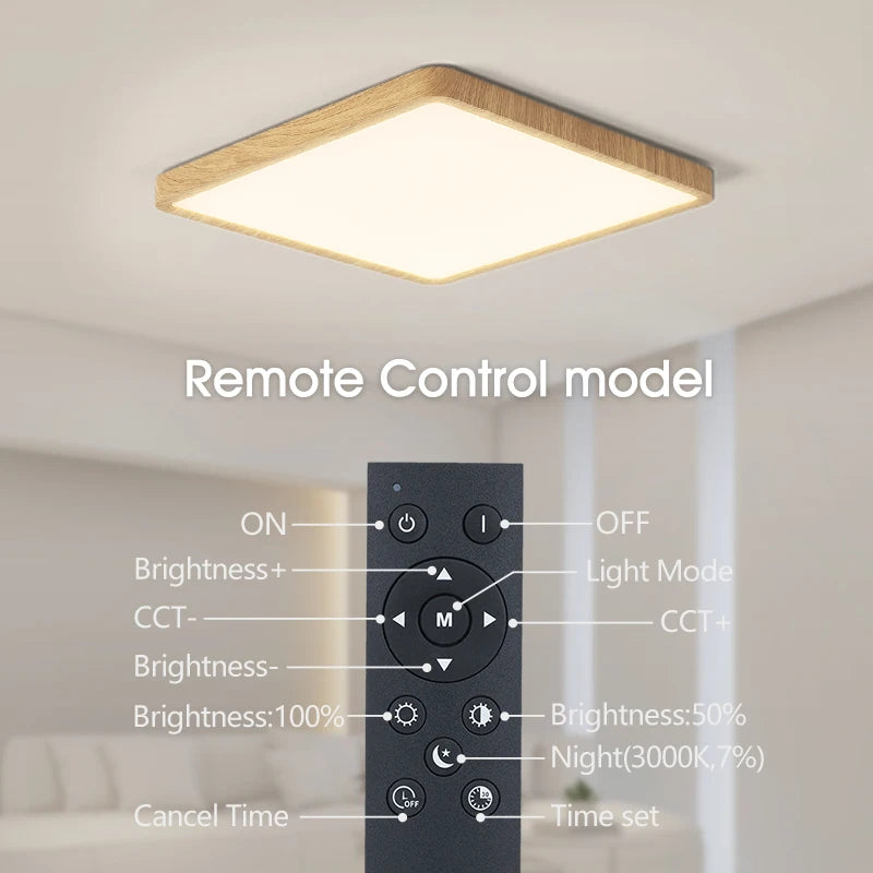 MARPOU Smart LED Ceiling Lamp Wood Grain App Voice Control Alexa/Google Remote Control Square Ceiling Lights Living Room CCT