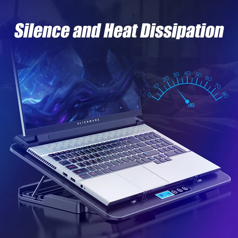 13-18Inch Gaming Laptop Cooler Six Fan Adjustable Wind Speed 2 Usb Port LED Light Notebook Cooling Pad Notebook Laptop Stand