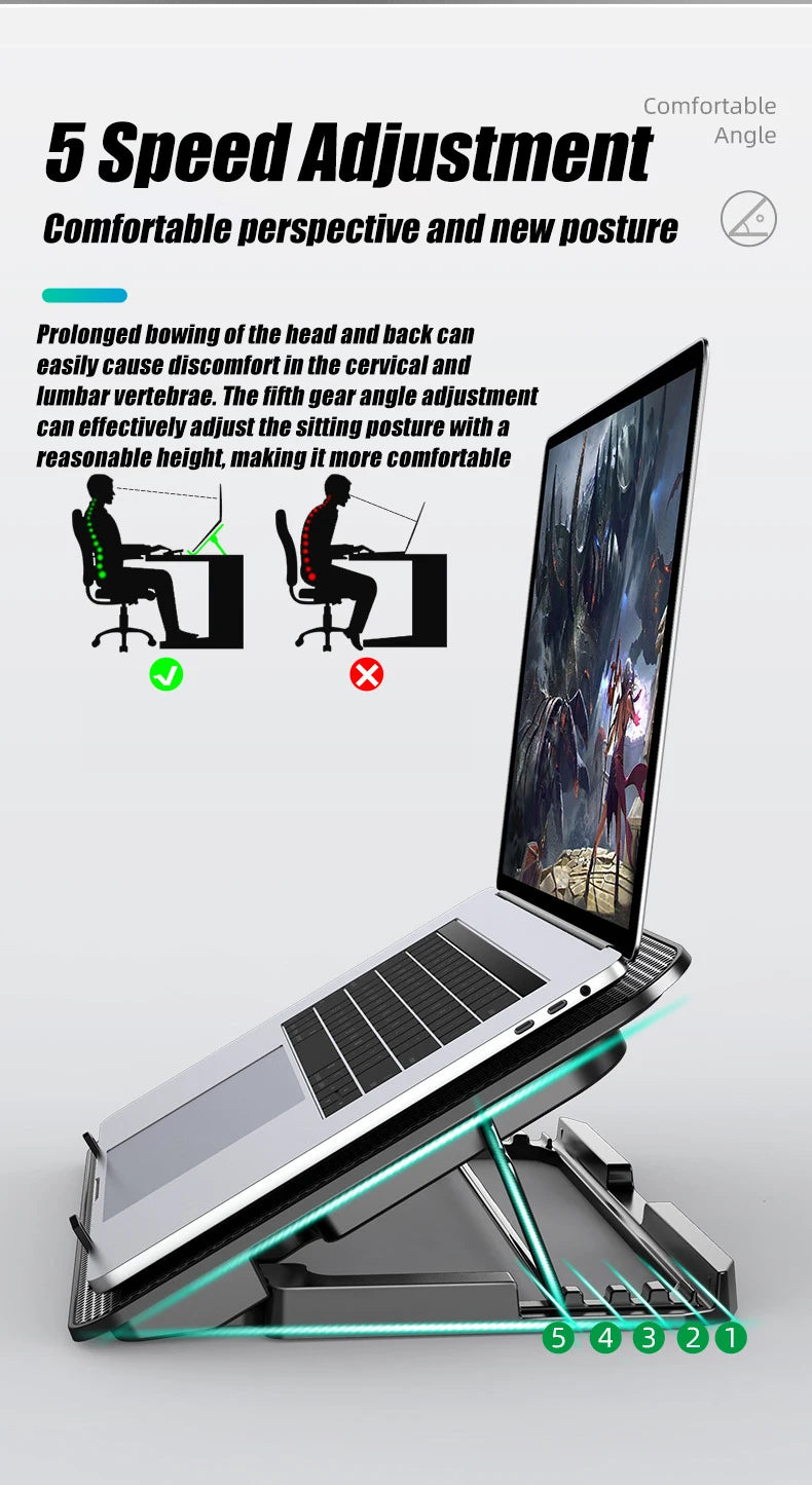 13-18Inch Gaming Laptop Cooler Six Fan Adjustable Wind Speed 2 Usb Port LED Light Notebook Cooling Pad Notebook Laptop Stand