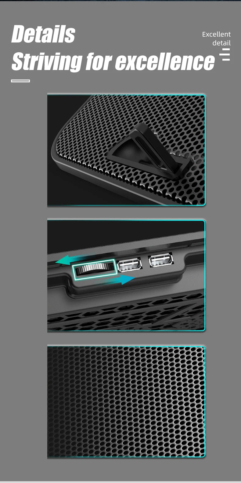 13-18Inch Gaming Laptop Cooler Six Fan Adjustable Wind Speed 2 Usb Port LED Light Notebook Cooling Pad Notebook Laptop Stand