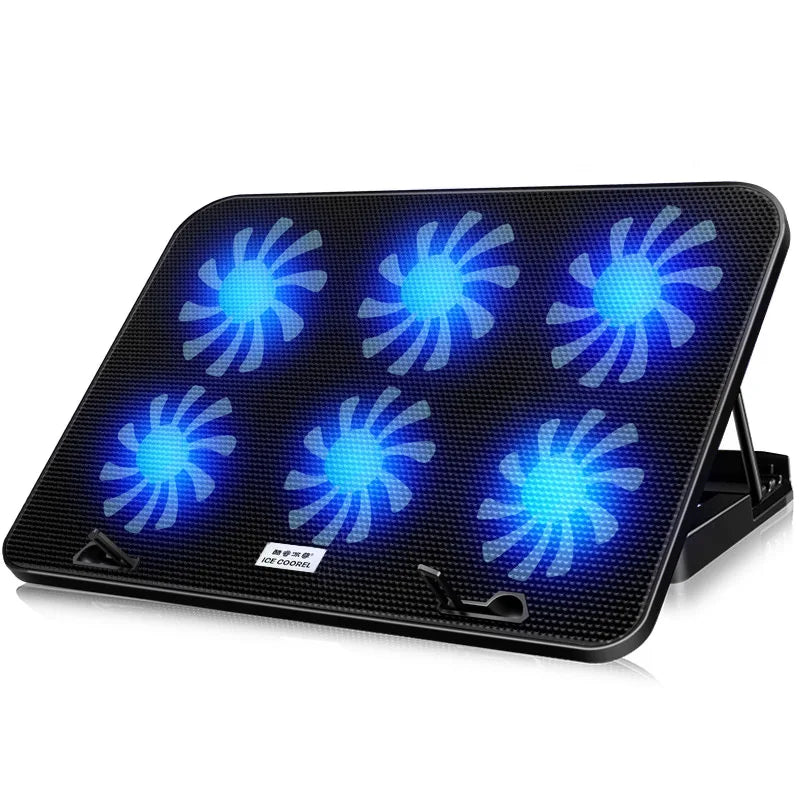 13-18Inch Gaming Laptop Cooler Six Fan Adjustable Wind Speed 2 Usb Port LED Light Notebook Cooling Pad Notebook Laptop Stand