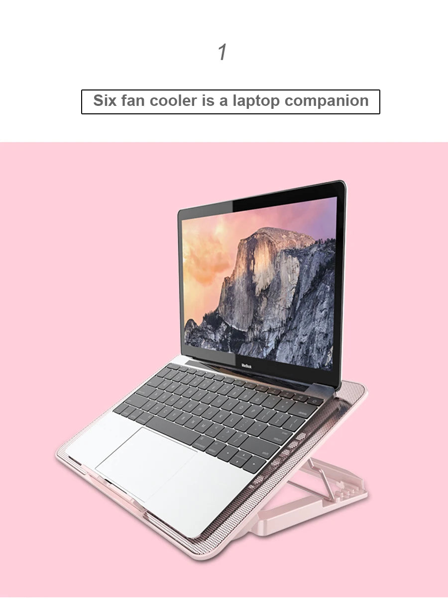 Laptop Cooling Base Cooling Pad Adjustable Holder Notebook Support With Six Fans For Macbook Notebook Pro Holder Laptop Stand