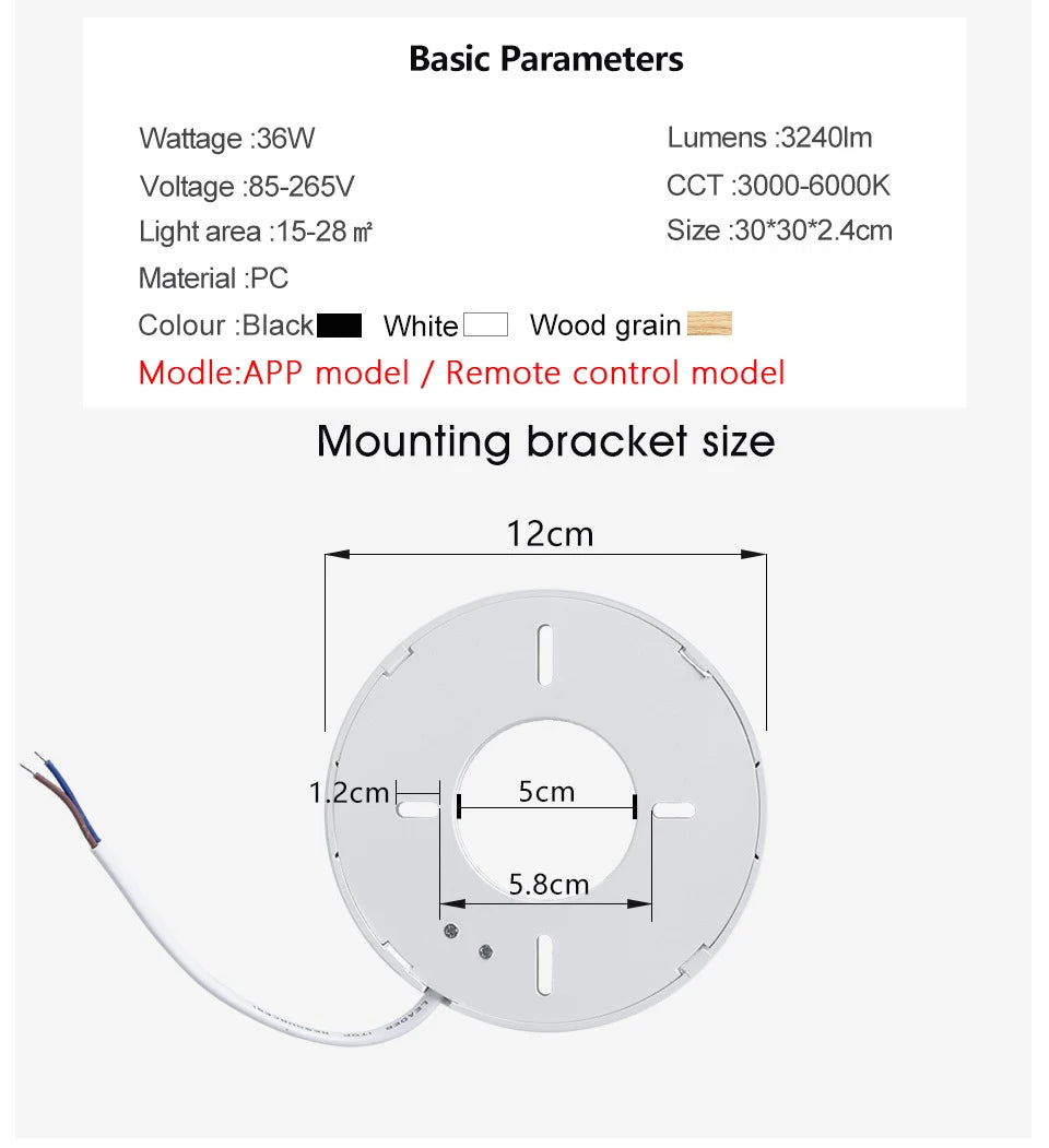 MARPOU Smart LED Ceiling Lamp Wood Grain App Voice Control Alexa/Google Remote Control Square Ceiling Lights Living Room CCT