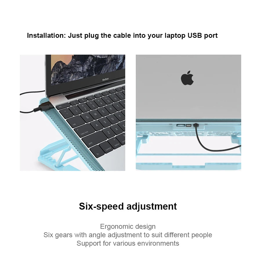 Laptop Cooling Base Cooling Pad Adjustable Holder Notebook Support With Six Fans For Macbook Notebook Pro Holder Laptop Stand