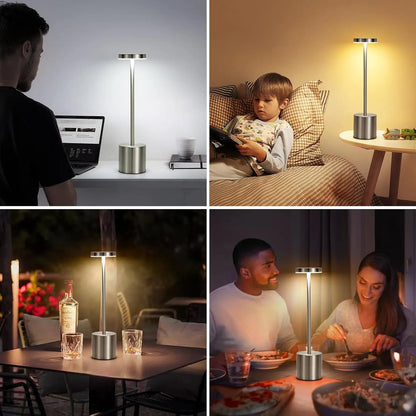 USB Rechargeable Led Night Light Desk Lamps 3 Color Touch Metal Table Lamp Bedside Outdoor Dining Written Lights Room Decor Gift