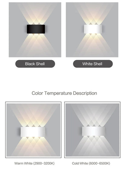 Up and Down LED Wall Lamp Waterproof IP65 Aluminium Interior Wall Light For Bedroom Living Room Corridor Indoor Outdoor Lighting