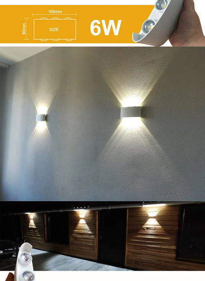 Up and Down LED Wall Lamp Waterproof IP65 Aluminium Interior Wall Light For Bedroom Living Room Corridor Indoor Outdoor Lighting