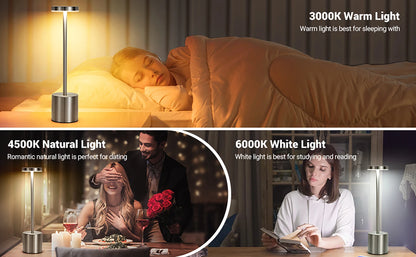 USB Rechargeable Led Night Light Desk Lamps 3 Color Touch Metal Table Lamp Bedside Outdoor Dining Written Lights Room Decor Gift