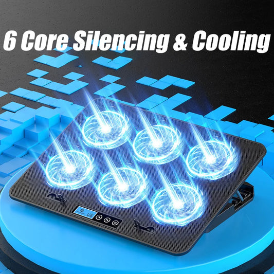 13-18Inch Gaming Laptop Cooler Six Fan Adjustable Wind Speed 2 Usb Port LED Light Notebook Cooling Pad Notebook Laptop Stand