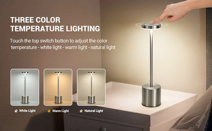 USB Rechargeable Led Night Light Desk Lamps 3 Color Touch Metal Table Lamp Bedside Outdoor Dining Written Lights Room Decor Gift