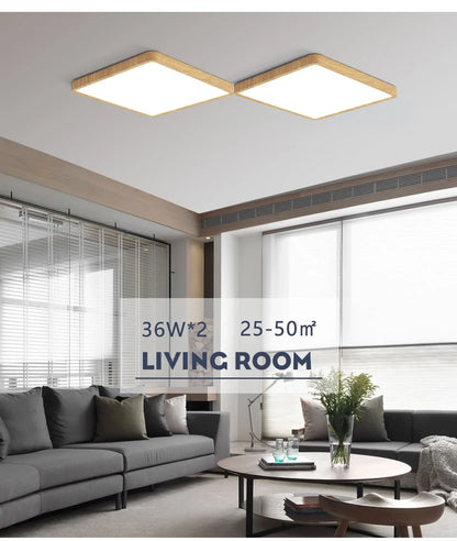 MARPOU Smart LED Ceiling Lamp Wood Grain App Voice Control Alexa/Google Remote Control Square Ceiling Lights Living Room CCT