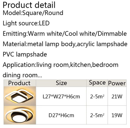 Modern New Smart Home Hotel Living Room Decoration Acrylic Led Square Ceiling Lights Fixtures Customized Gifts