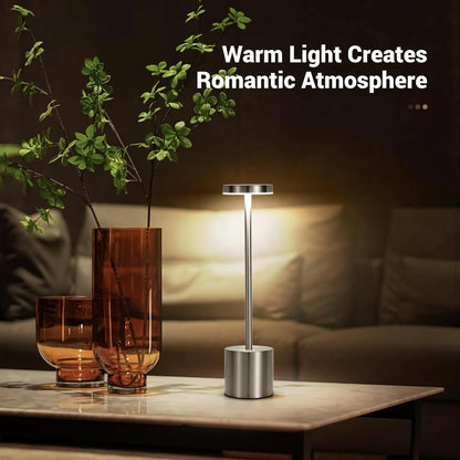 USB Rechargeable Led Night Light Desk Lamps 3 Color Touch Metal Table Lamp Bedside Outdoor Dining Written Lights Room Decor Gift
