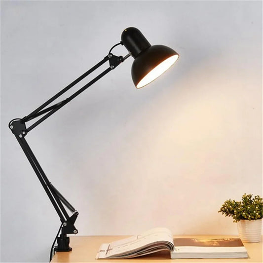 Foldable Desk Lamp Clip on Light Telescopic Eye Protection Retro Bedroom Office Computer Table Lamp Home Decor for E27 Bulb