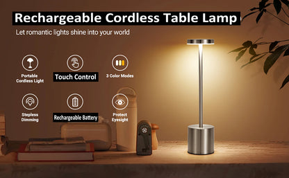 USB Rechargeable Led Night Light Desk Lamps 3 Color Touch Metal Table Lamp Bedside Outdoor Dining Written Lights Room Decor Gift